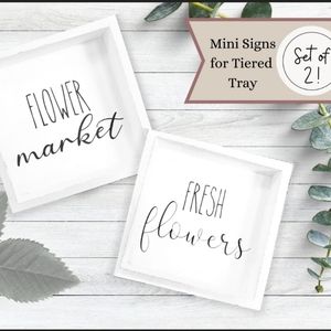 Set of 2 Mini Spring Signs | Flower Market | Fresh Flowers | House Decor